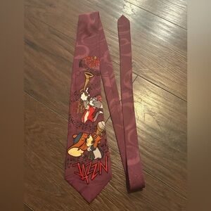 Vintage Tom and Jerry "Jazzin" novelty necktie, lakeside apparel burgundy